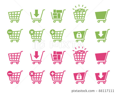 Shopping cart icon set for shopping cart Green & Pink 88117111