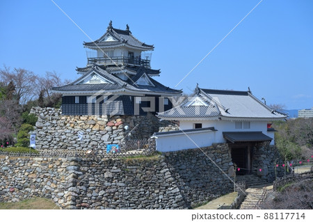 Sunny Mikawa country "Hamamatsu castle" castle tower and Ishigaki 88117714