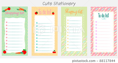 Cute shopping list and to do list note pad design in colorful with pastel theme. 88117844