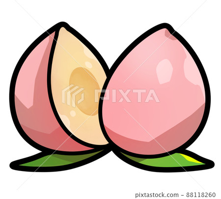 水果圖：白桃切成兩半 88118260