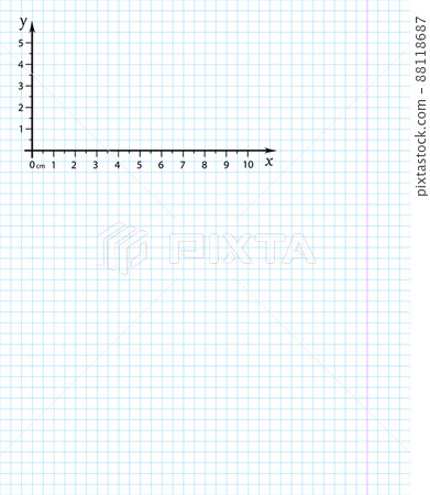 Cartesian coordinate system on a notebook sheet on a checkered grid. Vector illustration 88118687