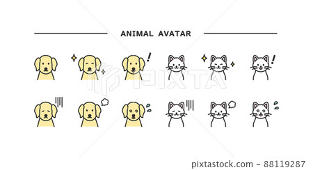 Dog and cat facial expression illustration material 88119287