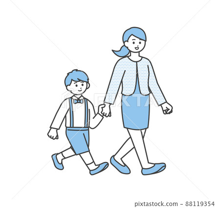 父母和孩子手牽手的插圖素材 88119354