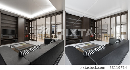 Home decor. Living room. Stylish interior 3D render. Modern apartment 3D illustration. Home decor. Living room. Stylish interior 3D render. Modern apartment 3D illustration. 88119714