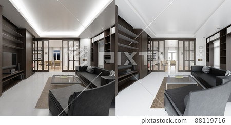 Home decor. Living room. Stylish interior 3D render. Modern apartment 3D illustration. Home decor. Living room. Stylish interior 3D render. Modern apartment 3D illustration. 88119716