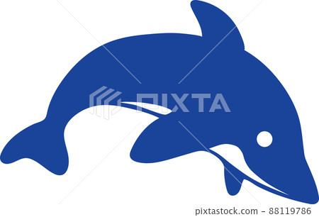 A cute dolphin jumping in a simple single color (blue) 88119786