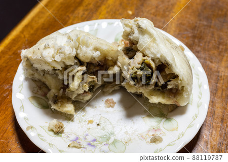 Very delicious meat bun with oysters in Okayama, Japan 88119787
