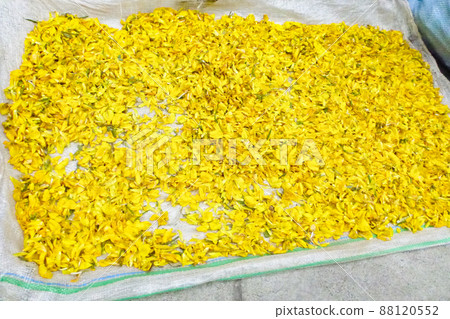 Large numbers of yellow edible flowers sun-dried at the market in La Paz, Bolivia Large numbers of yellow edible flowers sun-dried at the market in La Paz, Bolivia 88120552