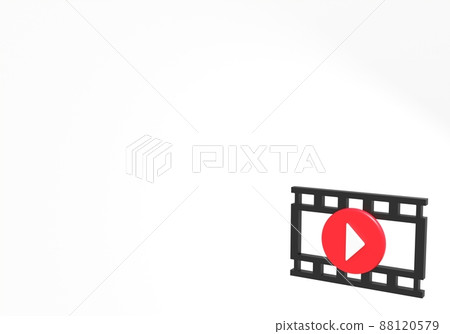 3D movie reel and play button with copy space. 3D rendering. 88120579