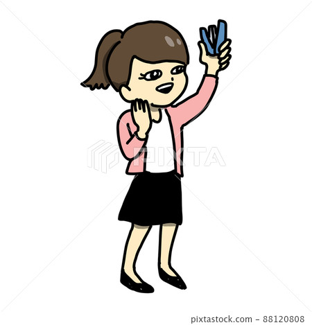 Illustration of a female office worker holding a stapler 88120808