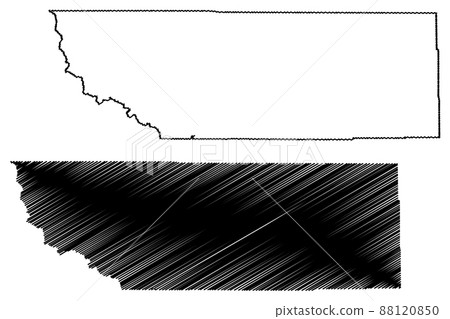 Sheridan County, State of Wyoming (U.S. county, United States of America, US) map vector illustration, scribble sketch Sheridan map 88120850