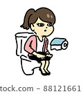 Illustration of a woman sitting on the toilet seat 88121661