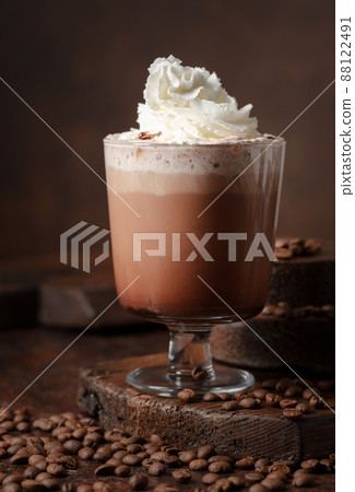 Coffee and chocolate cocktail with whipped cream. Coffee and chocolate cocktail with whipped cream. 88122491
