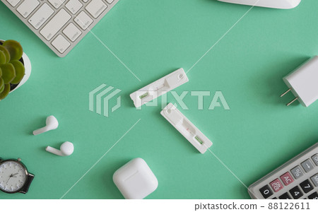 top view of Corona Covid-19 Rapid Test, Antigen Test kit. top view of Corona Covid-19 Rapid Test, Antigen Test kit. 88122611