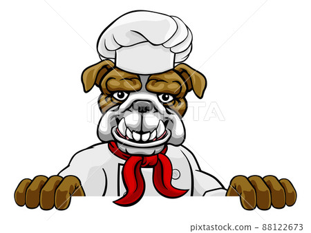 Bulldog Chef Mascot Sign Cartoon 88122673
