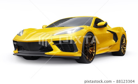 Ultra-modern red super sports car with a mid-engine layout on a white isolated background. A car for racing on the track and on the straight. 3d illustration. Ultra-modern red super sports car with a mid-engine layout on a white isolated background. A car for racing on the track and on the straight. 3d illustration. 88123304