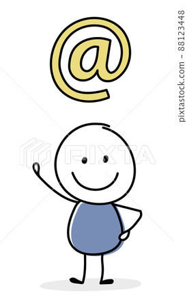 Concept of smiley stickman with email address icon. Vector Concept of smiley stickman with email address icon. Vector 88123448