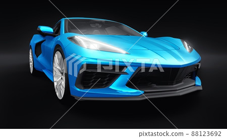 Super sports car on a black background. 3d illustration. 88123692