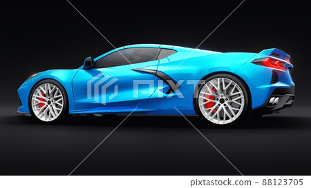 Super sports car on a black background. 3d illustration. Super sports car on a black background. 3d illustration. 88123705