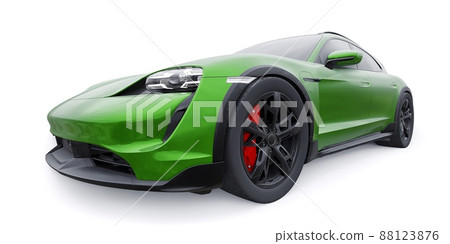 Green electric sports wagon for urban and rural areas. 3d rendering. Green electric sports wagon for urban and rural areas. 3d rendering. 88123876