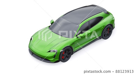 Green electric sports wagon for urban and rural areas. 3d rendering. Green electric sports wagon for urban and rural areas. 3d rendering. 88123913