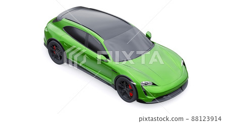 Green electric sports wagon for urban and rural areas. 3d rendering. Green electric sports wagon for urban and rural areas. 3d rendering. 88123914
