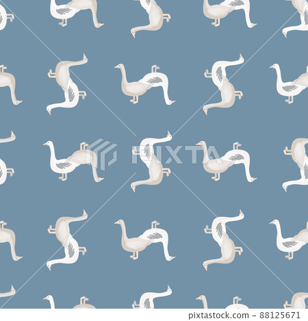 Seamless pattern of goose. Domestic animals on colorful background. Vector illustration for textile. Seamless pattern of goose. Domestic animals on colorful background. Vector illustration for textile. 88125671