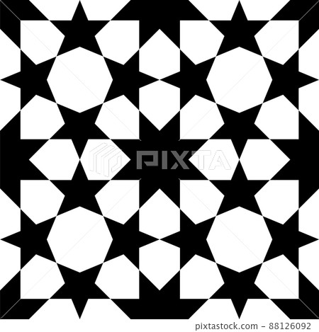 Seamless geometric ornament based on traditional islamic art. Black and white. 88126092