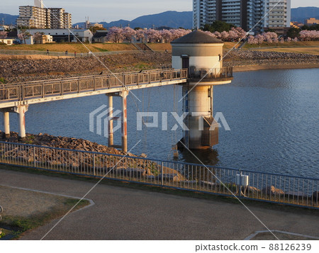 Intake tower in the pond Intake tower in the pond 88126239