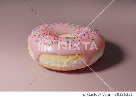 3d render of glazed donut with sweet sprinkle 88126331