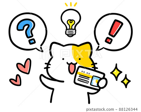有駕照的可愛貓角色的手寫風格插圖 88126344