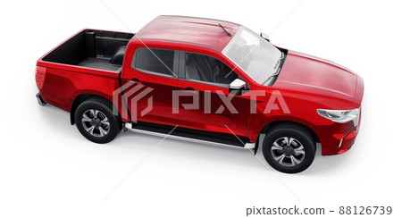 Mid-size modern pickup truck. 3D illustration - Stock Illustration