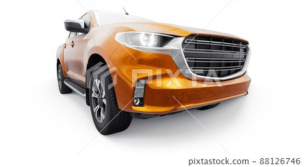 Mid-size modern pickup truck. 3D illustration 88126746