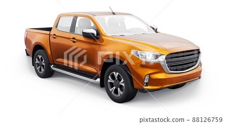 Mid-size modern pickup truck. 3D illustration Mid-size modern pickup truck. 3D illustration 88126759