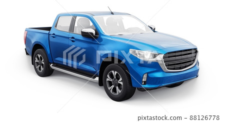 Mid-size modern pickup truck. 3D illustration - Stock Illustration