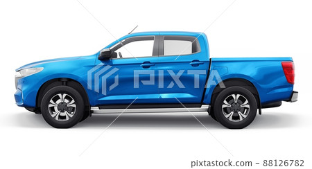 Mid-size modern pickup truck. 3D illustration - Stock Illustration