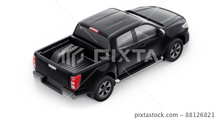 Mid-size modern pickup truck. 3D illustration - Stock Illustration