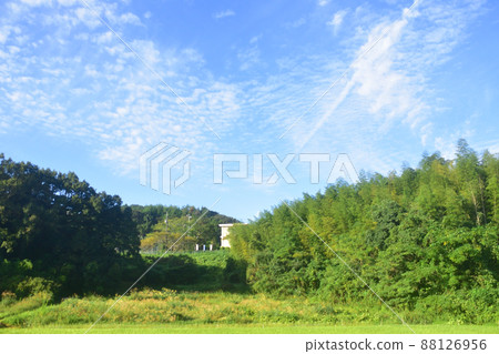 2021. Morning view of the train window from Tokuyama Station on the Sanyo Main Line to Iwakuni Station 2021. Morning view of the train window from Tokuyama Station on the Sanyo Main Line to Iwakuni Station 88126956
