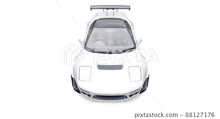 tuned sports racing car with arch extensions, air suspension and a huge spoiler. 3d rendering tuned sports racing car with arch extensions, air suspension and a huge spoiler. 3d rendering 88127176