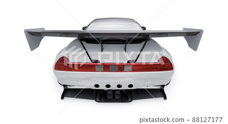tuned sports racing car with arch extensions, air suspension and a huge spoiler. 3d rendering 88127177