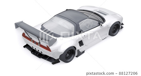 tuned sports racing car with arch extensions, air suspension and a huge spoiler. 3d rendering 88127206