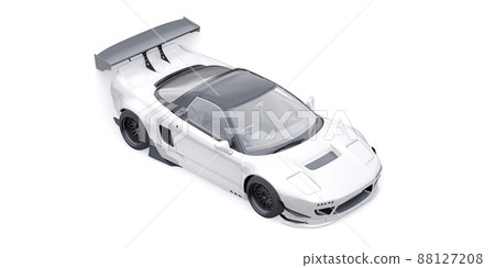 tuned sports racing car with arch extensions, air suspension and a huge spoiler. 3d rendering 88127208