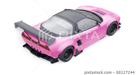 tuned sports racing car with arch extensions, air suspension and a huge spoiler. 3d rendering tuned sports racing car with arch extensions, air suspension and a huge spoiler. 3d rendering 88127244