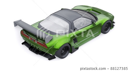 tuned sports racing car with arch extensions, air suspension and a huge spoiler. 3d rendering tuned sports racing car with arch extensions, air suspension and a huge spoiler. 3d rendering 88127385