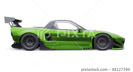 tuned sports racing car with arch extensions, air suspension and a huge spoiler. 3d rendering 88127390