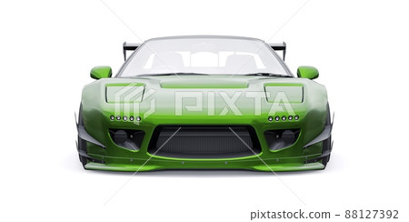 tuned sports racing car with arch extensions, air suspension and a huge spoiler. 3d rendering 88127392