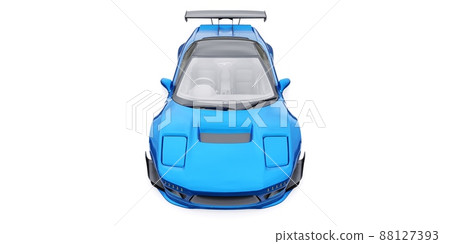 tuned sports racing car with arch extensions, air suspension and a huge spoiler. 3d rendering 88127393