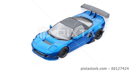 tuned sports racing car with arch extensions, air suspension and a huge spoiler. 3d rendering 88127424