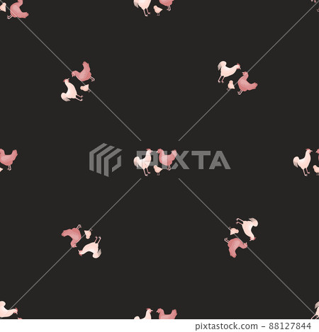 Seamless pattern of chicken family. Domestic animals on colorful background. Vector illustration for textile. Seamless pattern of chicken family. Domestic animals on colorful background. Vector illustration for textile. 88127844