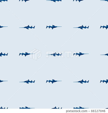 Saw shark seamless pattern in scandinavian style. Marine animals background. Vector illustration for children funny textile. Saw shark seamless pattern in scandinavian style. Marine animals background. Vector illustration for children funny textile. 88127846